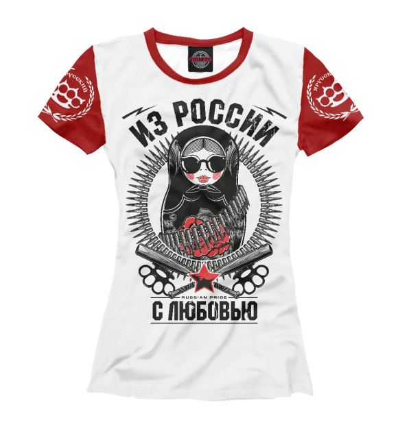 Женская футболка с изображением Славянская матрёшка / Я Русский цвета Белый