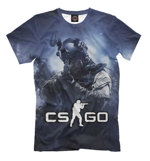 Мужская футболка с изображением Counter Strike цвета Серый