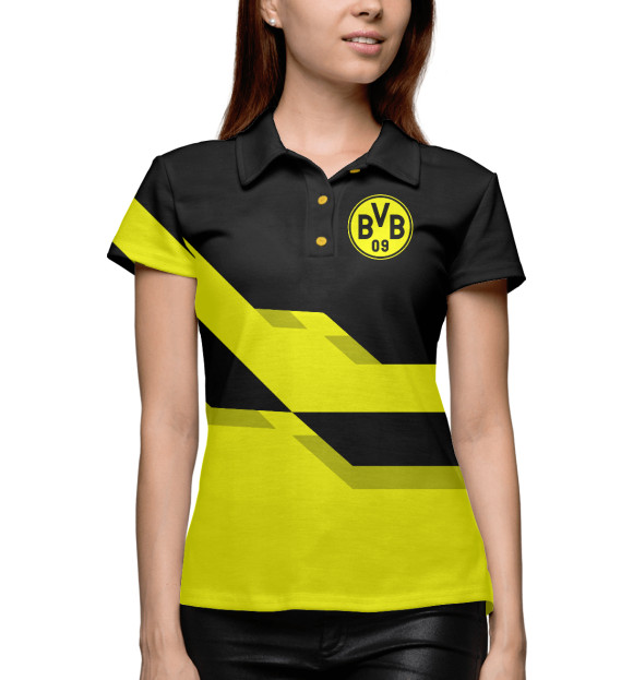 Женское поло с изображением Borussia Dortmund цвета Белый