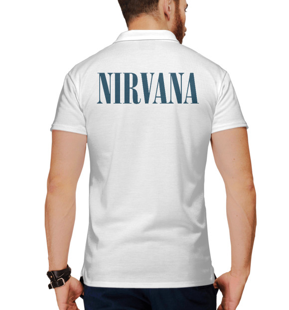 Мужское поло с изображением Kurt Cobain (Nirvana) цвета Белый