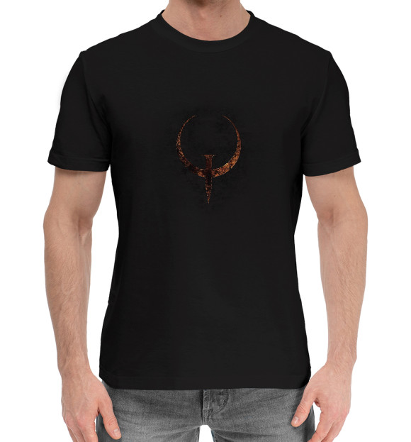Мужская хлопковая футболка с изображением Quake цвета Черный