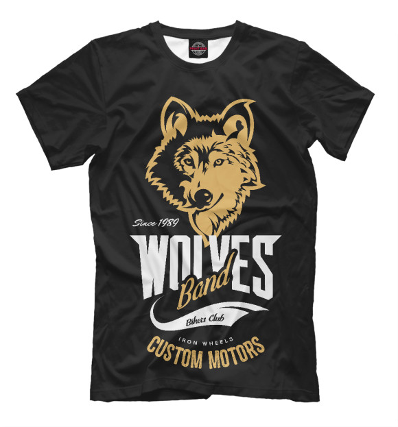 Мужская футболка с изображением Волк цвета Черный
