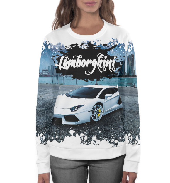 Женский свитшот с изображением Lamborghini цвета Белый