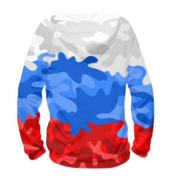 Худи для мальчика с изображением Камуфлаж флаг России цвета Белый