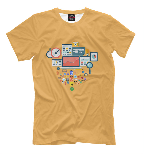 Мужская футболка с изображением Digital World цвета Молочно-белый
