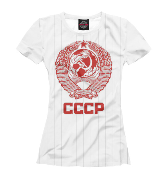 Женская футболка с изображением Герб СССР Советский союз цвета Белый