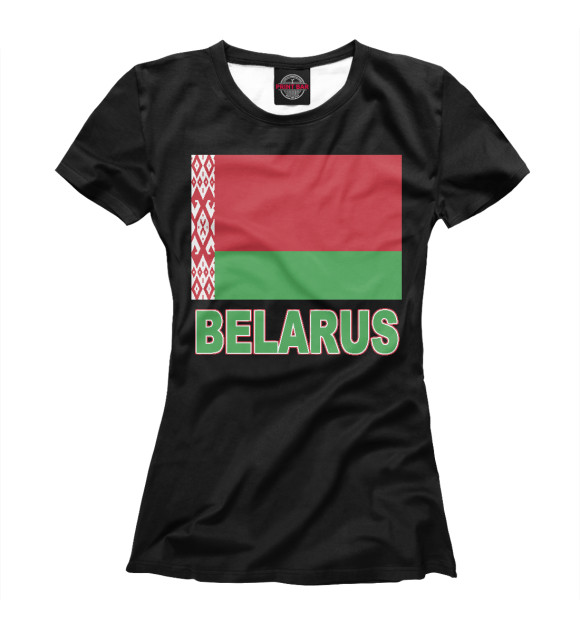 Футболка для девочек с изображением Belarus цвета Белый