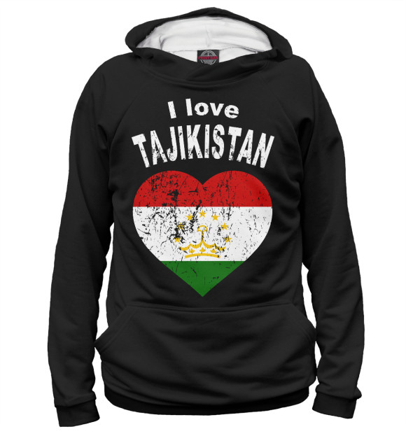 Мужское худи с изображением Tajikistan цвета Белый