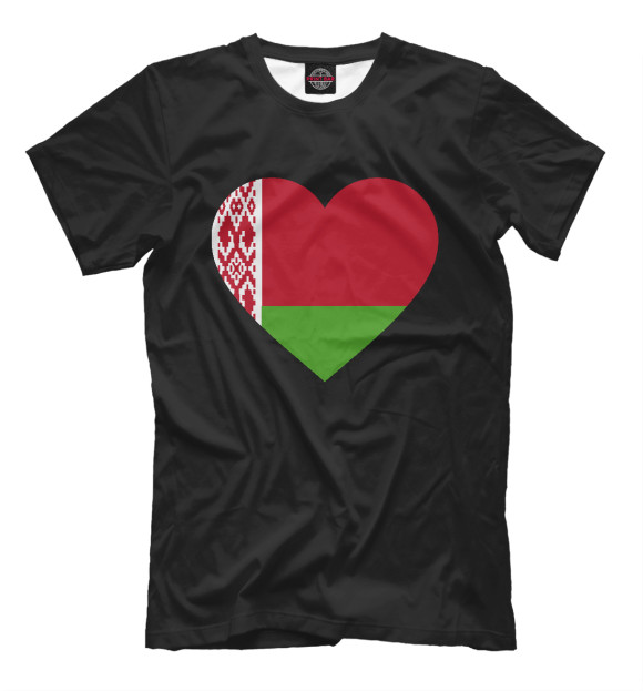 Мужская футболка с изображением Belarus Heart цвета Белый