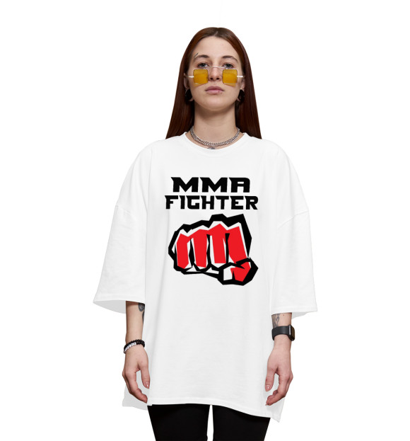 Женская футболка оверсайз с изображением MMA цвета Белый
