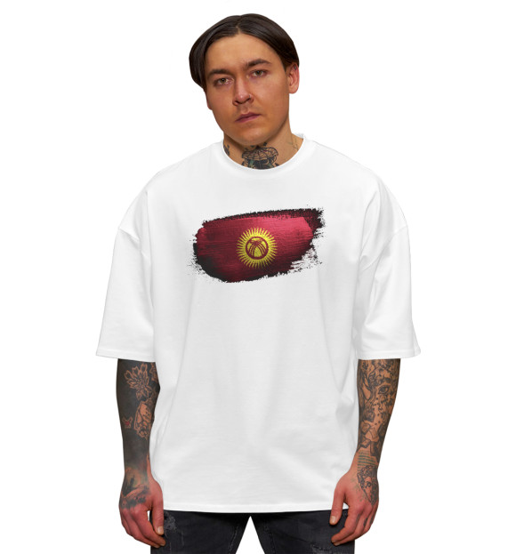 Мужская футболка оверсайз с изображением Kyrgyzstan цвета Белый