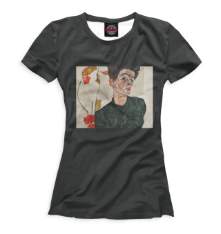 Женская футболка Эгон Шиле. Автопортрет с китайскими фонариками