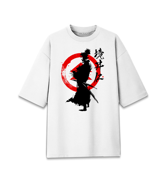 Мужская футболка оверсайз с изображением Ghost of Tsushima цвета Белый