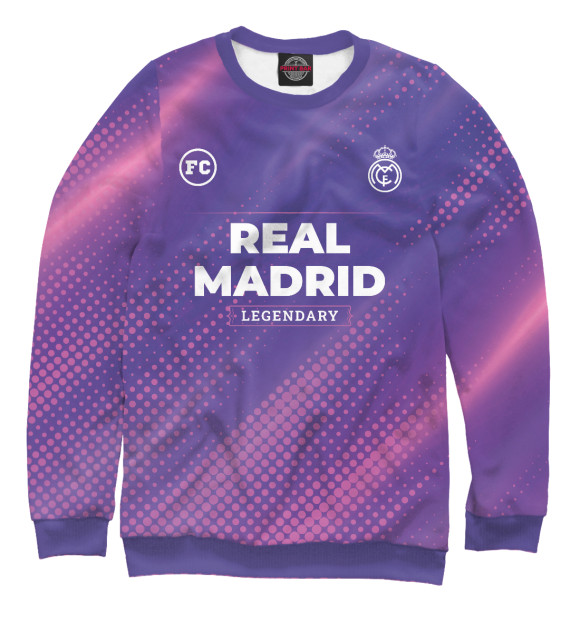 Свитшот для девочек с изображением Real Madrid Sport Grunge цвета Белый