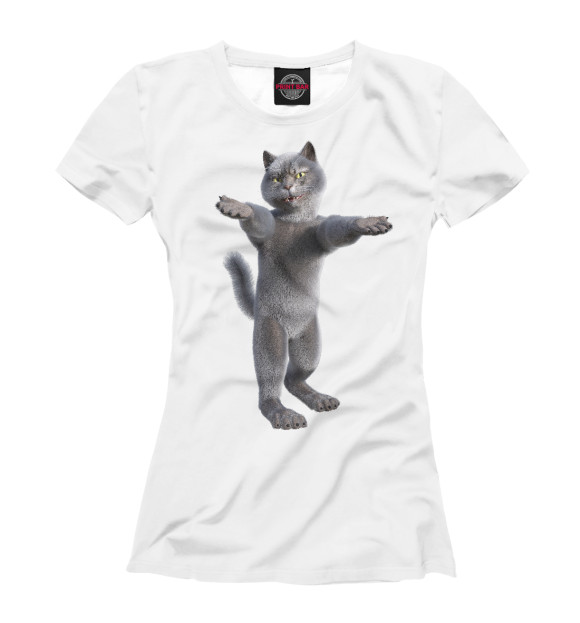Женская футболка с изображением Радушный кот цвета Белый