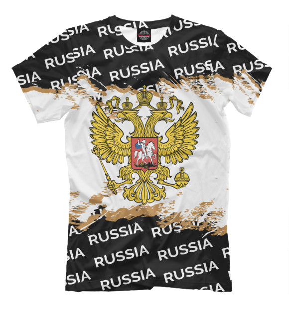 Мужская футболка с изображением Россия / Двуглавый Орёл цвета Белый
