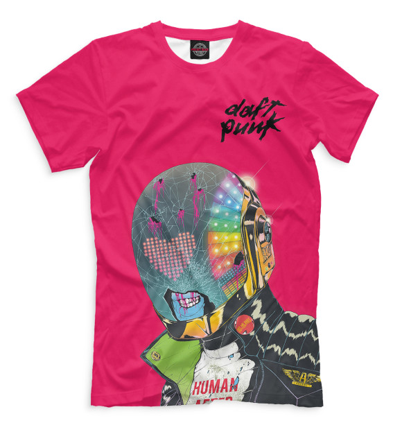 Мужская футболка с изображением Daft Punk цвета Темно-розовый