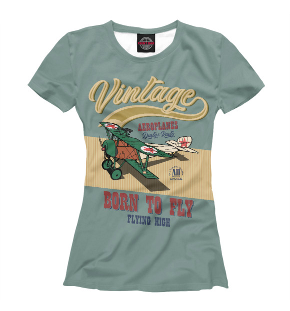 Женская футболка с изображением Vintage Aeroplanes цвета Белый
