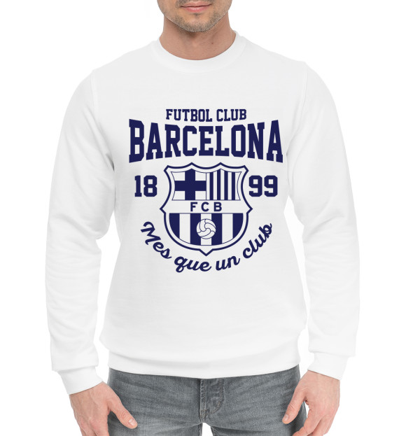 Мужской хлопковый свитшот с изображением Барселона цвета Белый