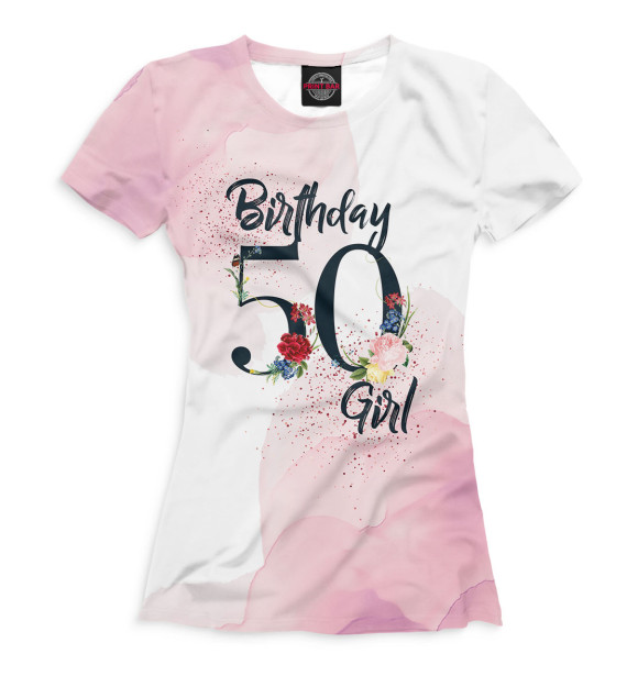 Женская футболка с изображением 50 лет цвета Белый