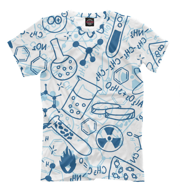 Мужская футболка с изображением Химические формулы цвета Молочно-белый