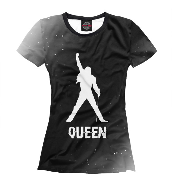 Женская футболка с изображением Queen Glitch Black (градиент) цвета Белый