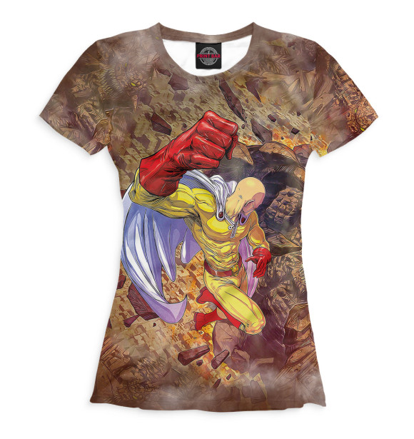 Футболка для девочек с изображением One-Punch Man сайтама удар цвета Белый
