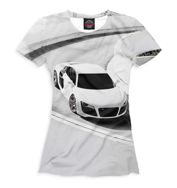 Женская футболка с изображением Audi R8 цвета Белый