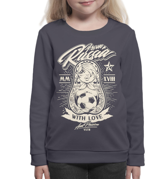 Свитшот для девочек с изображением Футбол цвета Белый