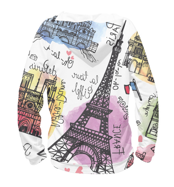 Женское худи с изображением Париж цвета Белый