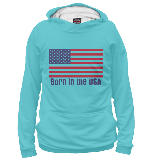 Худи для девочки с изображением Born in the USA цвета Белый