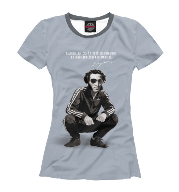 Женская футболка с изображением Александр Пушкин цвета Белый