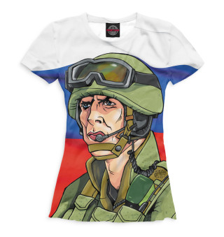 Женская футболка Солдат
