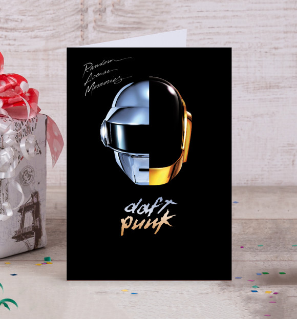 Открытка с изображением Daft Punk цвета Белый