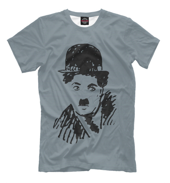 Мужская футболка с изображением Чарли Чаплин цвета Серый