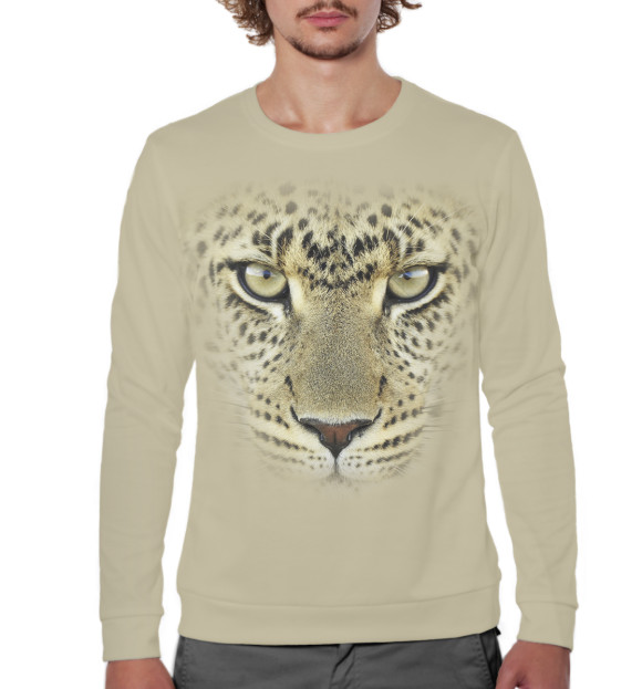 Мужской свитшот с изображением Леопард цвета Белый