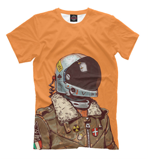 Мужская футболка с изображением Космонавт цвета Молочно-белый