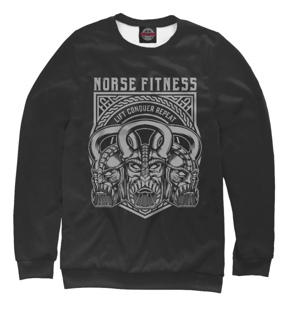 Мужской свитшот с изображением Norse Fitness цвета Белый