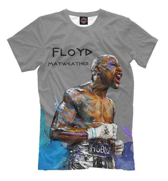 Мужская футболка с изображением Floyd Mayweather цвета Серый