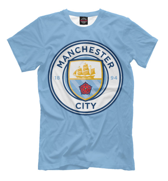 Мужская футболка с изображением Манчестер Сити цвета Грязно-голубой