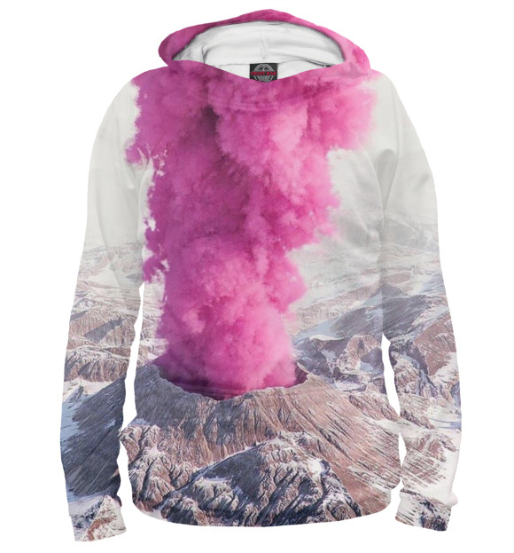 Женское худи с изображением Розовый вулкан цвета Белый