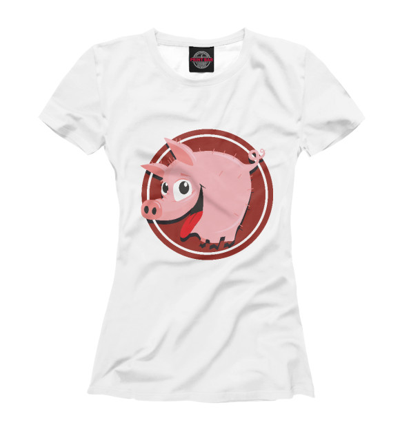 Женская футболка с изображением Свинка цвета Белый