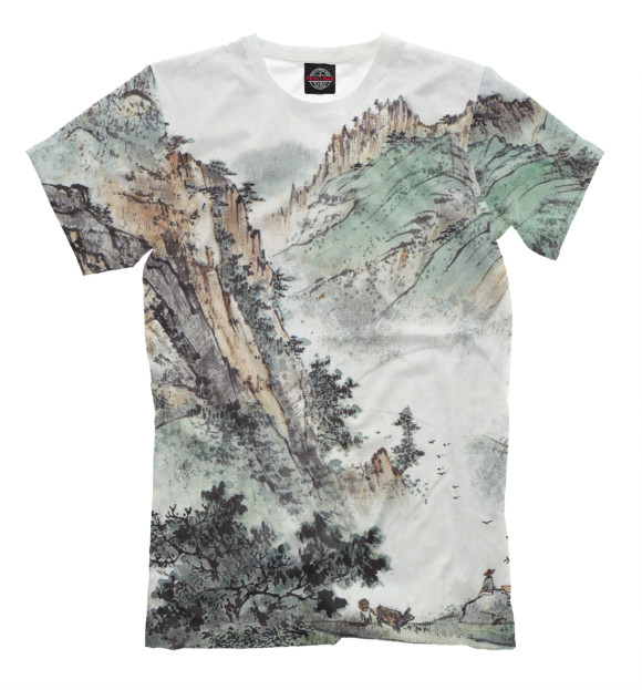 Мужская футболка с изображением Горы Китая цвета Серый