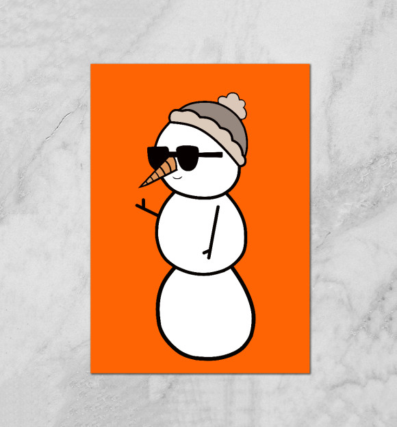 Плакат с изображением Крутой снеговик цвета Белый