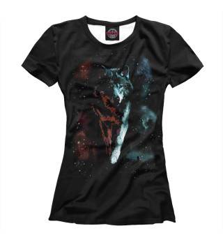 Женская футболка Звездный волк