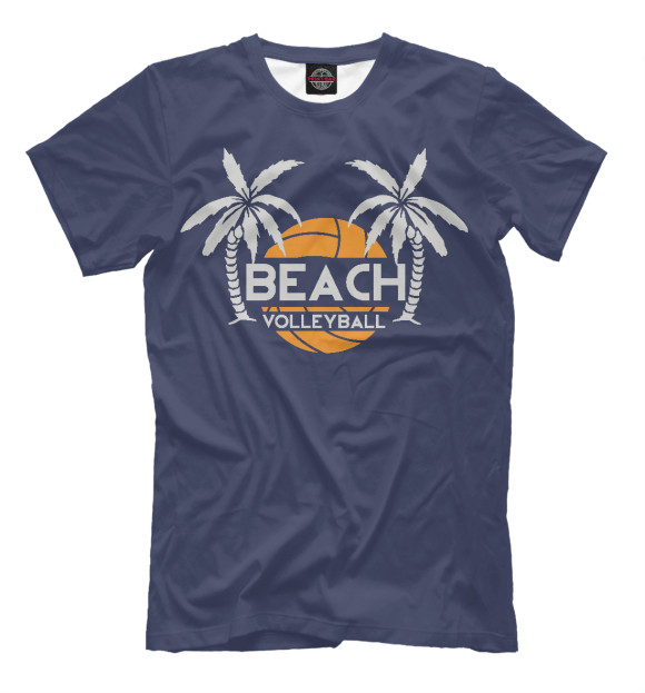 Мужская футболка с изображением Пляжный волейбол цвета Серый