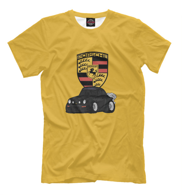 Мужская футболка с изображением Little Porsche цвета Хаки