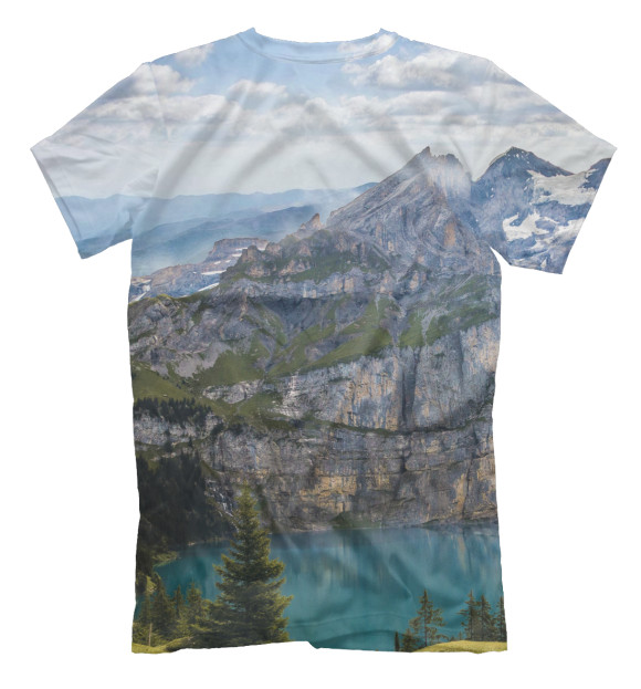 Мужская футболка с изображением Озеро в Горах цвета Белый