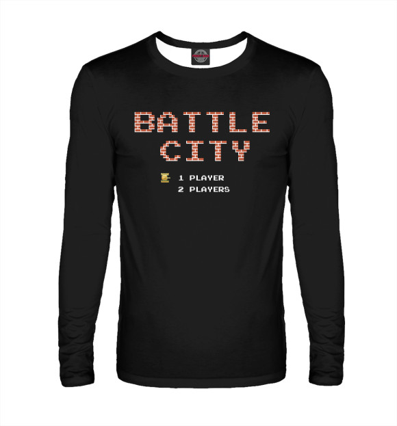 Мужской лонгслив с изображением Battle City | Танчики цвета Белый