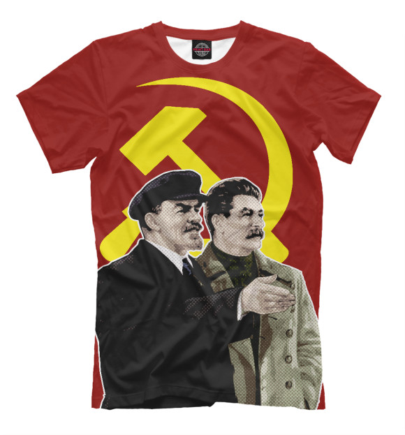 Мужская футболка с изображением Ленин Сталин цвета Молочно-белый
